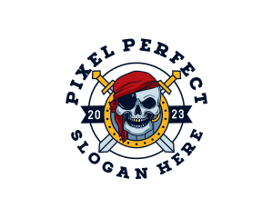 Pirate Skull Sword Logo