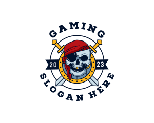 Horror - Pirate Skull Sword Shield logo design