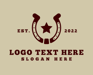 Western - Lucky Horseshoe Star logo design
