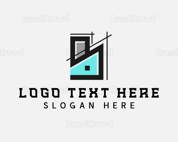 House Building Blueprint Architecture Logo