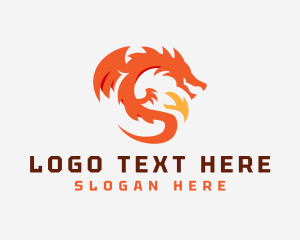 Mythical Creature - Flying Fire Dragon logo design