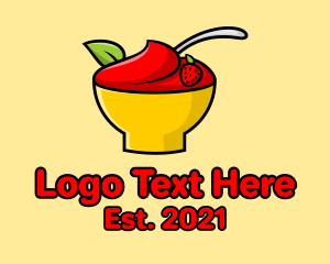 Porridge - Strawberry Dessert Bowl logo design