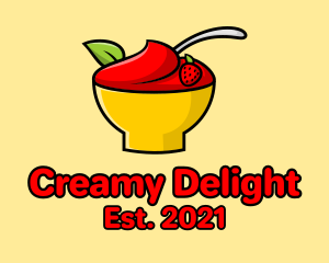 Yogurt - Strawberry Dessert Bowl logo design