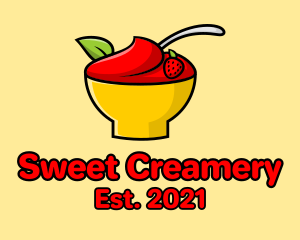 Strawberry Dessert Bowl logo design