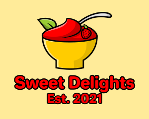 Strawberry Dessert Bowl logo design