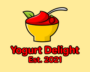 Yogurt - Strawberry Dessert Bowl logo design