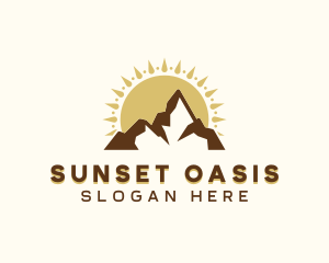 Sunset Mountaineering Travel logo design