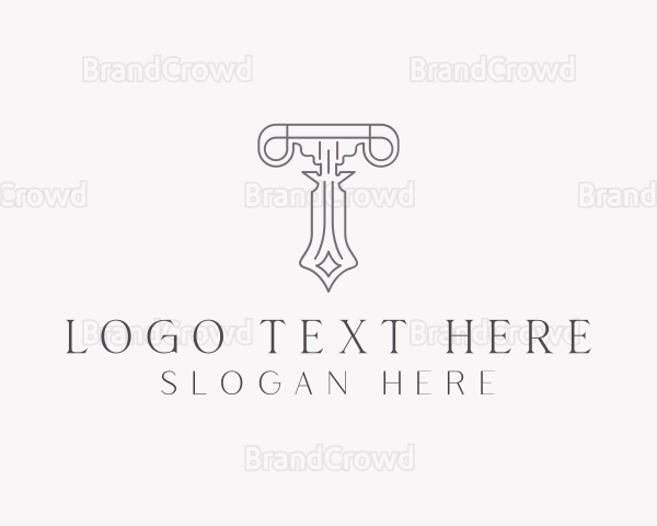 Interior Design Decor Pillar Letter T Logo