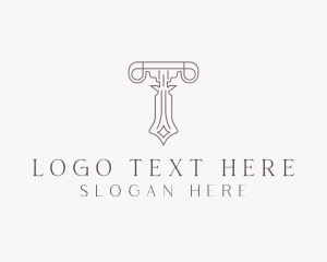 Vintage - Interior Design Decor Pillar Letter T logo design