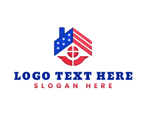 Attic - America Flag Roof logo design