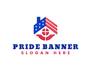 America Flag Roof logo design