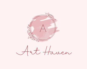 Wreath Flower Watercolor Handicrafts logo design