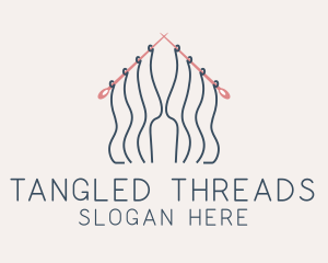 Knitting Needle Thread  logo design