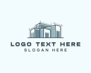Real Estate - Contractor Architect Blueprint logo design