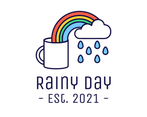 Raining - Rainbow Coffee Mug logo design