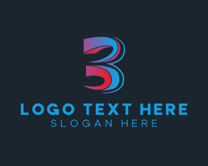3d - Blue 3D Letter B logo design