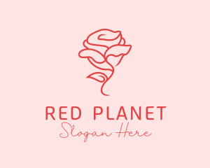 Red Monoline Rose logo design