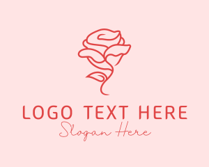 Flower Shop - Red Monoline Rose logo design