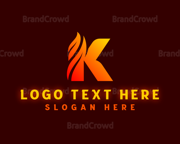 Fire Feather Letter K Logo