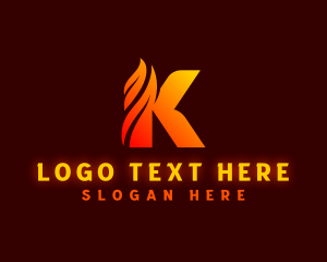 Letter K - Fire Feather Letter K logo design