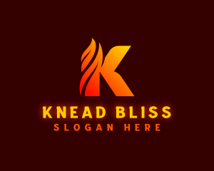 Fire Feather Letter K logo design