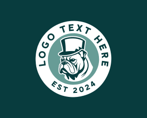 Hat - Bulldog Canine Gentleman logo design