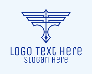 Scribe - Wings Pen Outline logo design