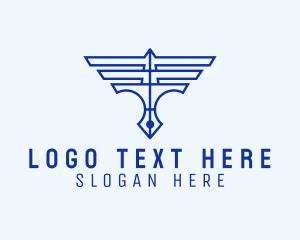 Editorial - Wings Pen Outline logo design