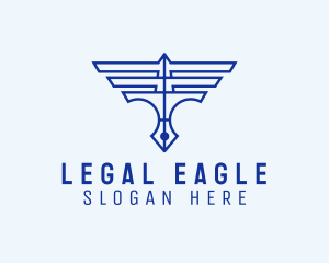 Lawmaker - Wings Pen Outline logo design