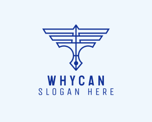 Law School - Wings Pen Outline logo design
