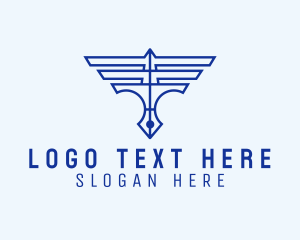 Law - Wings Pen Outline logo design