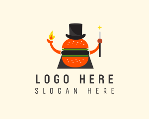 Lunch - Magician Burger Hat logo design