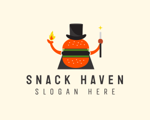 Snack Bar - Magician Burger Hat logo design