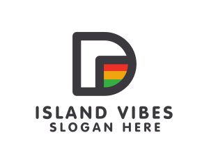 Reggae - Rastafarian D Outline logo design