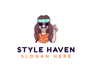 Man - Cool Hippie Man logo design