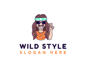 Bandana - Cool Hippie Man logo design