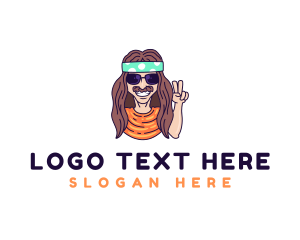 Pop - Cool Hippie Man logo design