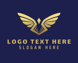 Expensive - Gradient Gold Wings logo design