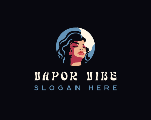 Woman Smoking Cigarette logo design