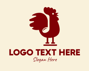 Half Note - Red Rooster Note logo design