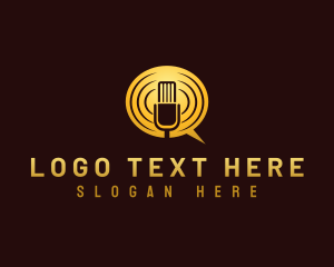 Speech - Microphone Podcast Chat logo design