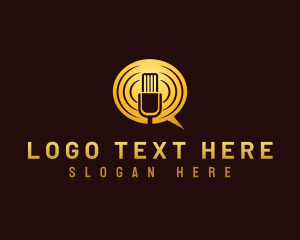 Broadcast - Microphone Podcast Chat logo design