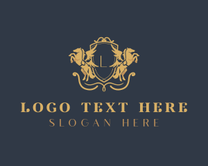 Steed - Gold Pegasus Shield logo design