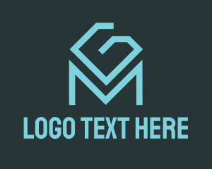 Letter - Blue Gem Letter G & M logo design