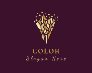 Gemstone - Golden Crystal Sparkles logo design