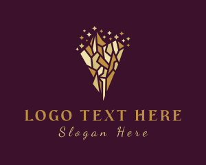 Jeweler - Golden Crystal Sparkles logo design