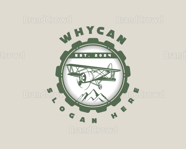 Biplane Aeronautics Mechanic Logo
