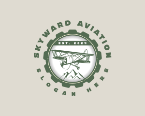 Biplane Aeronautics Mechanic logo design