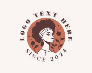 Haircut - Female Afro Model logo design