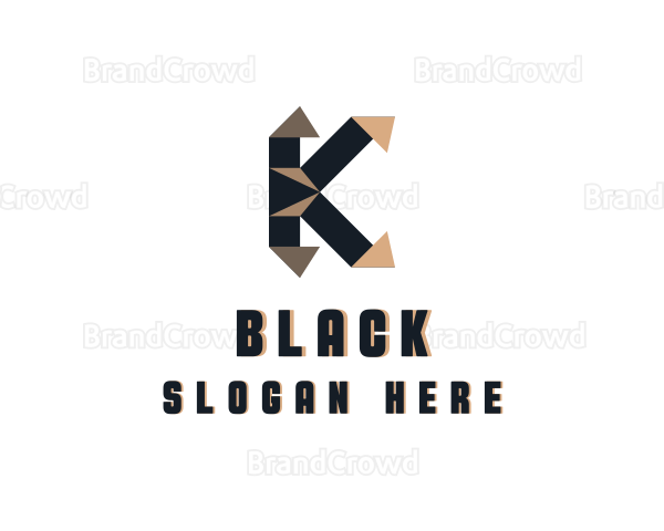 Geometic Origami Letter K Logo
